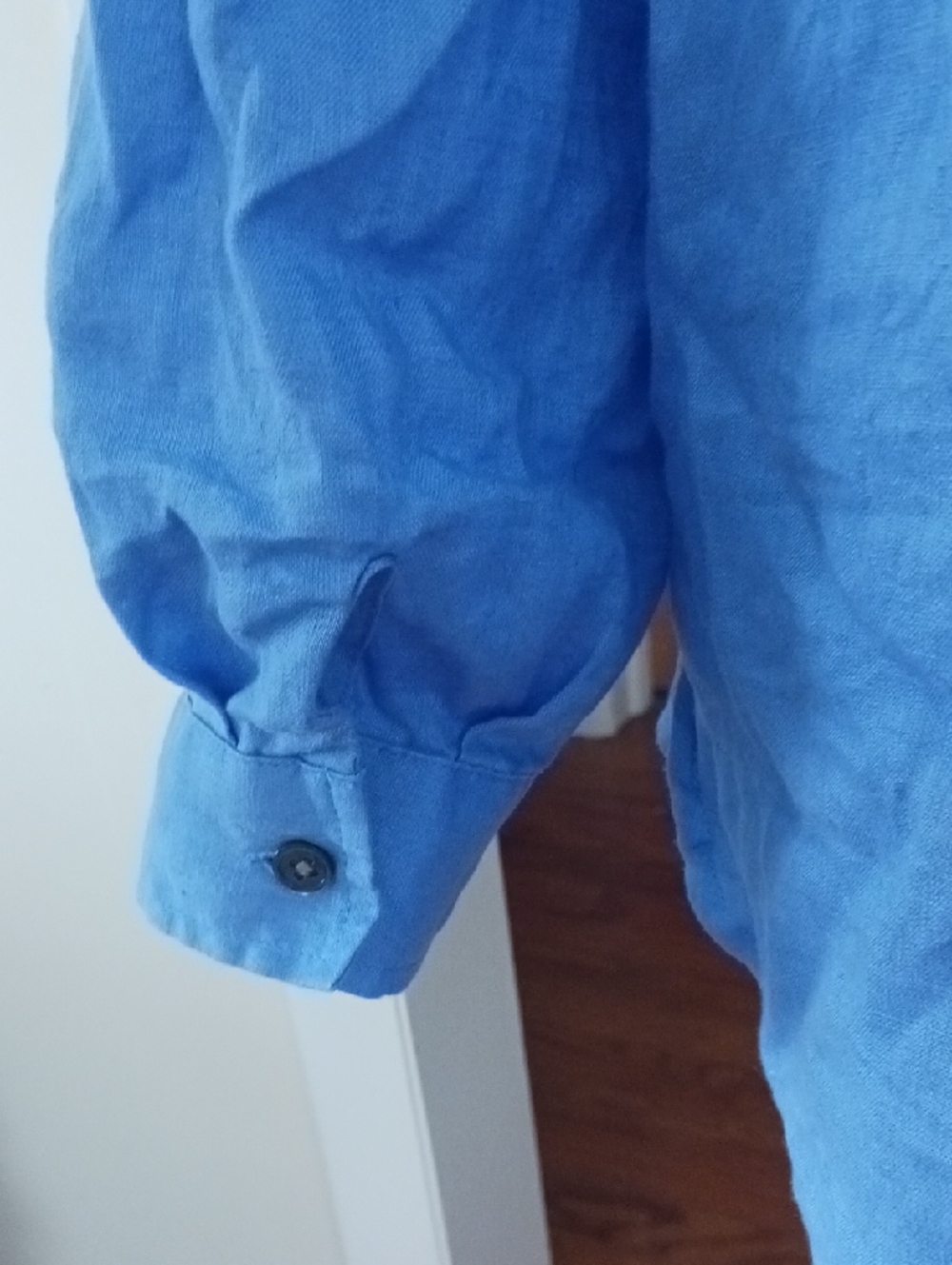 J. Jill Linen Shirt Long Sleeve Button Front With Collar Vneck Blue Sz M - Picture 6 of 9